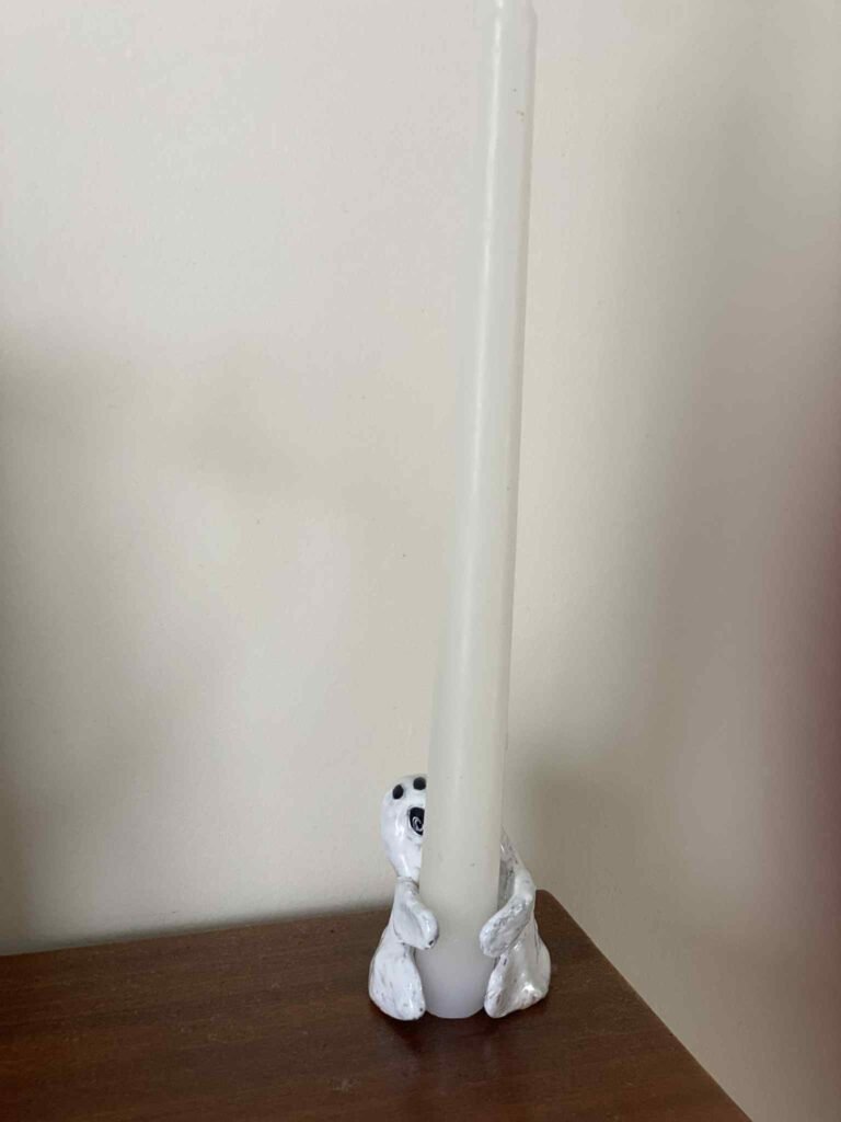 DIY Ghost Polymer Clay Candle Holder