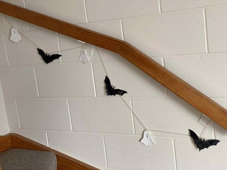 DIY Halloween Clay Garland with Bats and Ghosts