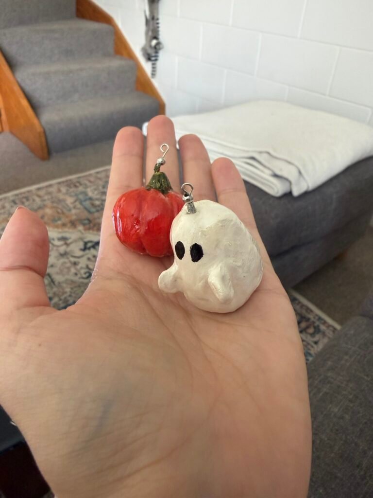 DIY Halloween Clay Keychain ( Ghost and Pumpkin)